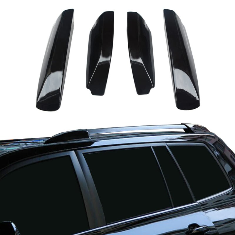 Tocatus Roof Cargo Rack Rail End Cover Shell Cap Trim for Toyota Highlander 20082013 Black 4pcs